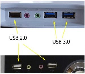 The difference between what a USB 2.0 and 3.0 looks like