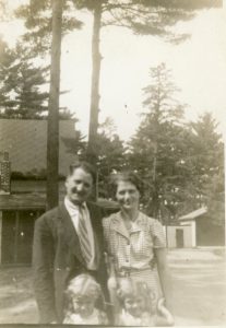 On Cottage Street, in front of house. Elsie and Bernard H.N. are in back, twins Verlie and Verna are in front