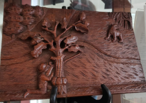 A carving of the Bear Oak Tree remains