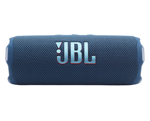 A blue JBL portable Bluetooth speaker with a textured surface and the JBL logo displayed prominently on the front.