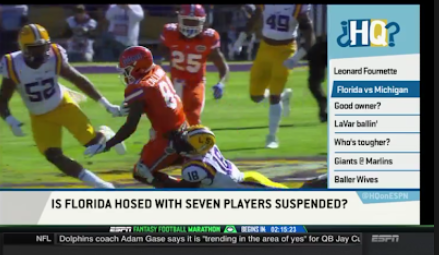 Screenshot of Sportscenter with an "Up Next" list on the right, a headling at the bottom, and a ticker below that. The actual highlight is squeezed tight.